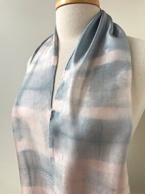 100% Silk Artist Made Natural Resist Dye Shibori Scarf